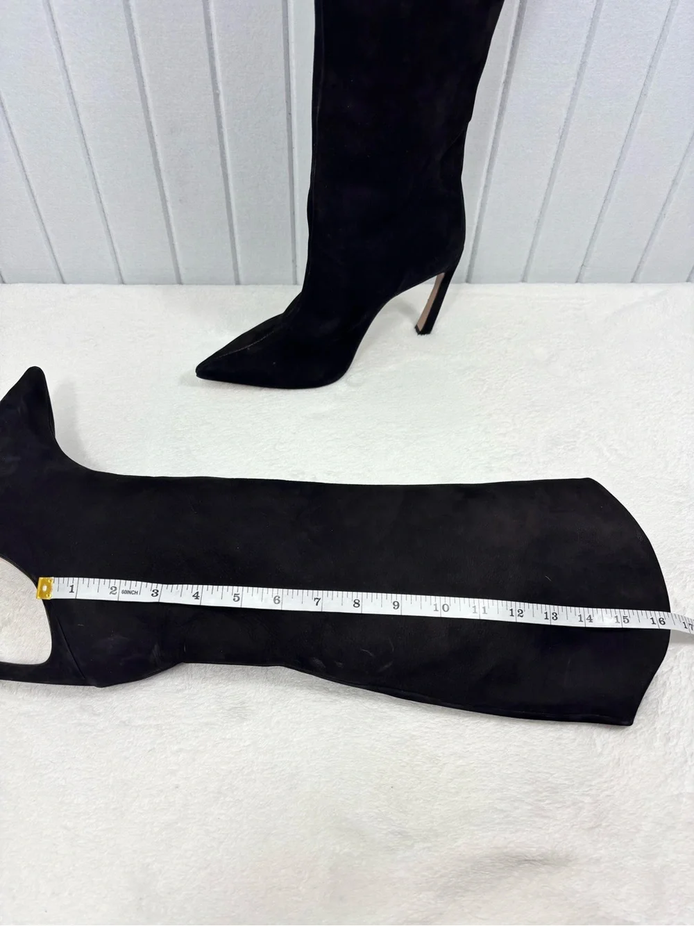 SCHUTZ Black Suede MARYANA SCULPT LEATHER BOOT Pointed Stiletto Boots Size 9B